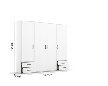 Drehtürenschrank >Voyager< 4 Schübe, 5 Böden, 1 Stange, alpinweiß  - 187x194x53cm (BxHxT)