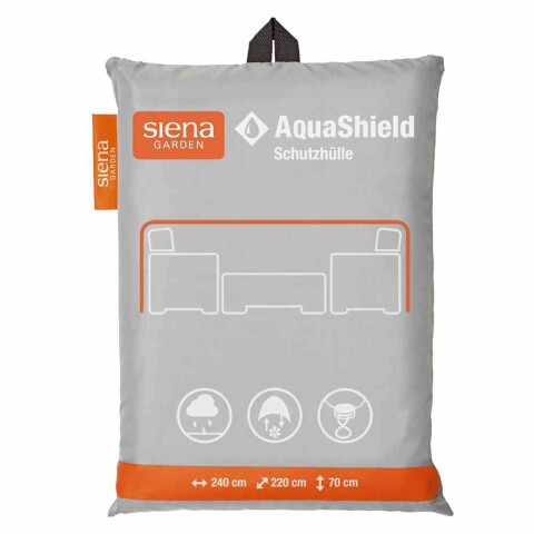 Gartenmöbel-Schutzhülle >AQUASHIELD< in grau, Polyester - 240x70x220cm (BxHxT)