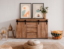 Sideboard >Marrakesch< Valhalla Eiche Dekor / Milford Kiefer Dekor - 140x87x40cm (B/H/T)