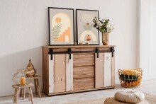 Sideboard >Marrakesch< Valhalla Eiche Dekor / Milford Kiefer Dekor - 140x87x40cm (B/H/T)