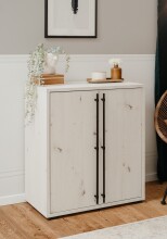 Kommode >Almo< 2 Türen, 1 Boden, Artisan Weißeiche Dekor - 75x85x38,5cm (BxHxT)