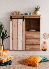 Highboard >Marrakesch< Valhalla Eiche Dekor / Milford Kiefer Dekor - 120x140x40cm (B/H/T)