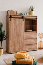 Highboard >Marrakesch< Valhalla Eiche Dekor / Milford Kiefer Dekor - 120x140x40cm (B/H/T)