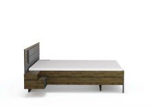 Bettanlage >Barea< Eiche dunkel Dekor, Kunstleder basalt, 160x200cm - 262x95x207cm B/H/T