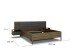 Bettanlage >Barea< Eiche dunkel Dekor, Kunstleder basalt, 160x200cm - 262x95x207cm B/H/T