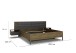 Bettanlage >Barea< Eiche dunkel Dekor, Kunstleder basalt, 180x200cm - 282x95x207cm B/H/T