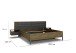 Bettanlage >Barea< Eiche dunkel Dekor, Kunstleder basalt, 180x200cm - 282x95x207cm B/H/T