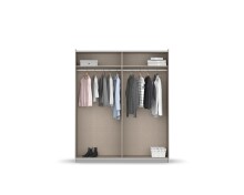 Schwebetürenschrank >Barea< 2 Böden, 2 Stangen, Eiche dunkel Dekor / grau - 181x210x62cm (B/H/T)