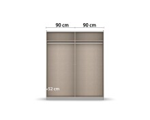 Schwebetürenschrank >Barea< 2 Böden, 2 Stangen, Eiche dunkel Dekor / grau - 181x210x62cm (B/H/T)