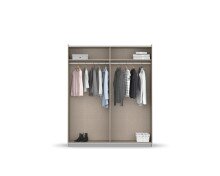 Schwebetürenschrank >Barea< 2 Böden, 2 Stangen, Eiche dunkel Dekor / grau - 181x210x62cm (B/H/T)