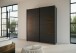 Schwebetürenschrank >Barea< 2 Böden, 2 Stangen, Eiche dunkel Dekor / grau - 181x210x62cm (B/H/T)