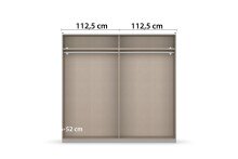 Schwebetürenschrank >Barea< 2 Böden, 2 Stangen, Eiche dunkel Dekor / grau - 226x210x62cm (B/H/T)
