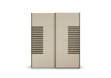 Schwebetürenschrank >Barea< 2 Böden, 2 Stangen, Eiche dunkel Dekor/Champagner - 181x210x62cm B/H/T