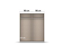 Schwebetürenschrank >Barea< 2 Böden, 2 Stangen, Eiche dunkel Dekor/Champagner - 181x210x62cm B/H/T