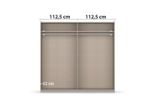 Schwebetürenschrank >Barea< 2 Stangen, 2 Böden, Eiche dunkel Dekor/Champagner - 226x210x62cm B/H/T