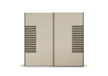 Schwebetürenschrank >Barea< 2 Stangen, 2 Böden, Eiche dunkel Dekor/Champagner - 226x210x62cm B/H/T