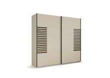 Schwebetürenschrank >Barea< 2 Stangen, 2 Böden, Eiche dunkel Dekor/Champagner - 226x210x62cm B/H/T