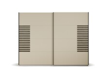 Schwebetürenschrank >Barea< 3 Böden, 3 Stangen, Eiche dunkel Dekor/Champagner - 271x210x62cm B/H/T