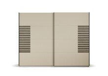 Schwebetürenschrank >Barea< 3 Böden, 3 Stangen, Eiche dunkel Dekor/Champagner - 271x210x62cm B/H/T