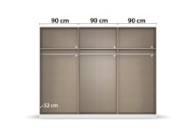 Schwebetürenschrank >Barea< 3 Böden, 3 Stangen, Eiche dunkel Dekor/Champagner - 271x210x62cm B/H/T