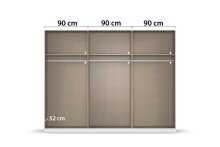 Schwebetürenschrank >Barea< 3 Böden, 3 Stangen, Eiche dunkel Dekor/Champagner - 271x210x62cm B/H/T