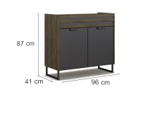 Kommode >Barea< 1 Schub, 2 Türen, Eiche dunkel Dekor / grau - 96x87x41 (BxHxT)