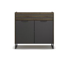 Kommode >Barea< 1 Schub, 2 Türen, Eiche dunkel Dekor / grau - 96x87x41 (BxHxT)