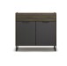 Kommode >Barea< 1 Schub, 2 Türen, Eiche dunkel Dekor / grau - 96x87x41 (BxHxT)