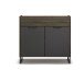 Kommode >Barea< 1 Schub, 2 Türen, Eiche dunkel Dekor / grau - 96x87x41 (BxHxT)