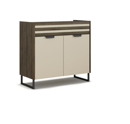 Kommode >Barea< 1 Schub, 2 Türen, Eiche dunkel Dekor/Champagner - 96x87x41 (BxHxT)