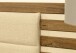 Bettanlage >Barea< Eiche dunkel Dekor / Champagner, Stoff cream - 262x95x207cm (B/H/T)