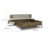 Bettanlage >Barea< Eiche dunkel Dekor / Champagner, Stoff cream - 262x95x207cm (B/H/T)