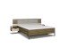 Bettanlage >Barea< Eiche dunkel Dekor / Champagner, Stoff cream - 262x95x207cm (B/H/T)