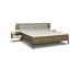 Bettanlage >Barea< Eiche dunkel Dekor / Champagner, Stoff cream - 282x95x207cm (B/H/T)