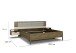 Bettanlage >Barea< Eiche dunkel Dekor / Champagner, Stoff cream - 282x95x207cm (B/H/T)