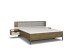 Bettanlage >Barea< Eiche dunkel Dekor / Champagner, Stoff cream - 282x95x207cm (B/H/T)