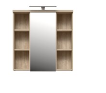 Badezimmerspiegelschrank >Veris< LED-Beleuchtung, Spiegel, Sonoma Eiche Dekor - 68,6x68,1x20cm (B/H/T)