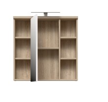 Badezimmerspiegelschrank >Veris< LED-Beleuchtung, Spiegel, Sonoma Eiche Dekor - 68,6x68,1x20cm (B/H/T)