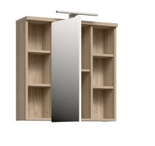Badezimmerspiegelschrank >Veris< LED-Beleuchtung, Spiegel, Sonoma Eiche Dekor - 68,6x68,1x20cm (B/H/T)