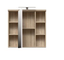 Badezimmerspiegelschrank >Veris< LED-Beleuchtung, Spiegel, Sonoma Eiche Dekor - 68,6x68,1x20cm (B/H/T)