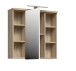 Badezimmerspiegelschrank >Veris< LED-Beleuchtung, Spiegel, Sonoma Eiche Dekor - 68,6x68,1x20cm (B/H/T)