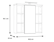 Badezimmerspiegelschrank >Veris< LED-Beleuchtung, Spiegel, Betonoptik grau - 68,6x68,1x20cm (B/H/T)