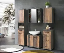 Badezimmerspiegelschrank >Veris< LED-Beleuchtung, Spiegel, Betonoptik grau - 68,6x68,1x20cm (B/H/T)