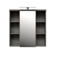 Badezimmerspiegelschrank >Veris< LED-Beleuchtung, Spiegel, Betonoptik grau - 68,6x68,1x20cm (B/H/T)