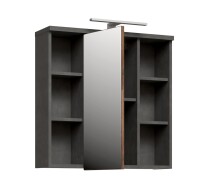 Badezimmerspiegelschrank >Veris< LED-Beleuchtung, Spiegel, Betonoptik grau - 68,6x68,1x20cm (B/H/T)