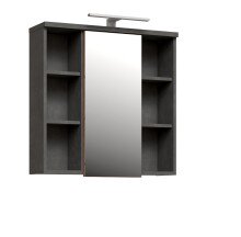Badezimmerspiegelschrank >Veris< LED-Beleuchtung, Spiegel, Betonoptik grau - 68,6x68,1x20cm (B/H/T)