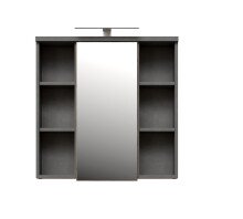 Badezimmerspiegelschrank >Veris< LED-Beleuchtung, Spiegel, Betonoptik grau - 68,6x68,1x20cm (B/H/T)