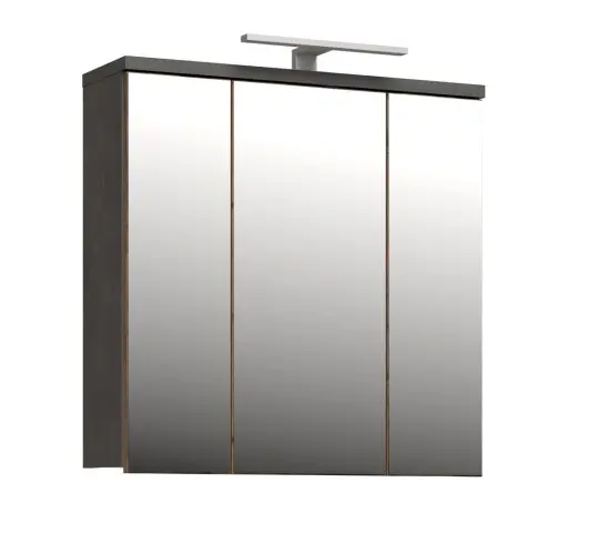Badezimmerspiegelschrank >Veris< LED-Beleuchtung, Spiegel, Betonoptik grau - 68,6x68,1x20cm (B/H/T)