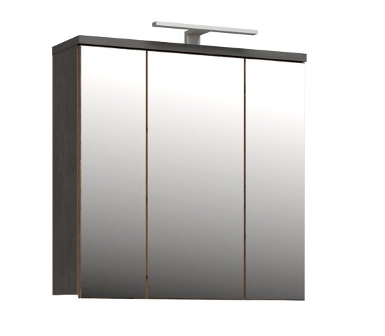 Badezimmerspiegelschrank >Veris< LED-Beleuchtung, Spiegel, Betonoptik grau - 68,6x68,1x20cm (B/H/T)