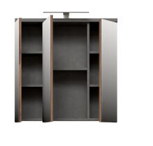 Badezimmerspiegelschrank >Veris< LED-Beleuchtung, Spiegel, Betonoptik grau - 68,6x68,1x20cm (B/H/T)